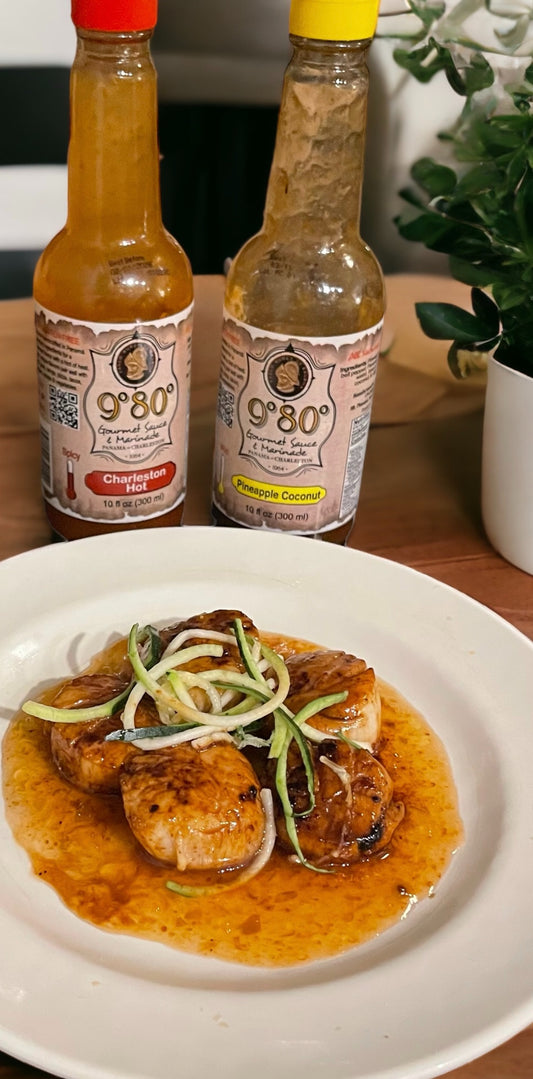 9°80° Pan-Seared Scallops with Spicy Fig Jam