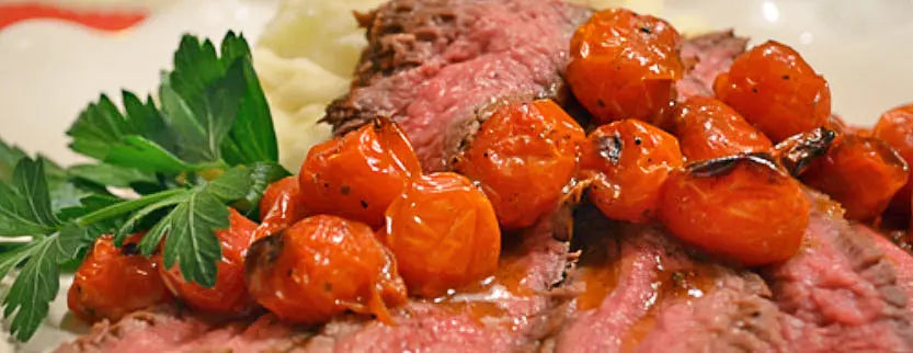 9º80º Flank Steak with Cherry Tomato Poppers 9º80º Sauces & Marinades