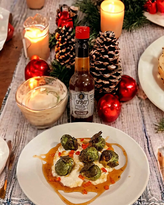 9°80° Sriracha Honey and Crispy Brussels Sprouts over Whipped Ricotta 9º80º Sauces & Marinades