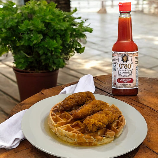 9-80-Chicken-and-Waffles-with-Charleston-Hot-Spicy-Syrup 9º80º Sauces & Marinades