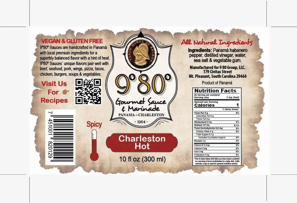 Charleston Hot - 9°80° Gourmet Sauces and Marinades